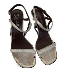 Donald J Pliner‎ Made In Italy Womens Silver Strappy Heeled Sandals Size 9.5M